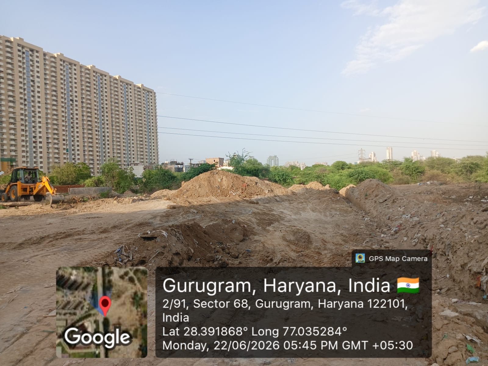 Cleared ground with excavated soil heaped along the edge